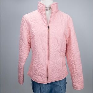 Pink‎ Quilted Rose Stitch Jacket - Y2K Coquette Pastel Puff Outerwear